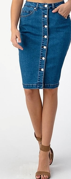 high rise midi denim skirt - Picture 3 of 10